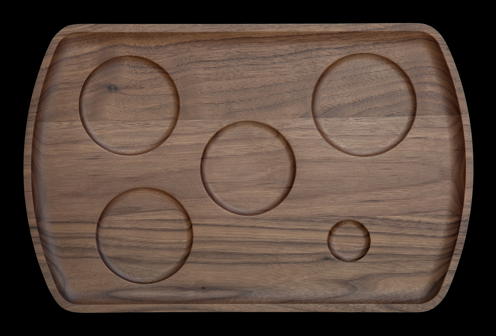 Top view of walnut tray for contemporary smoking set